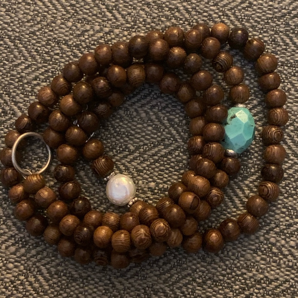Natural wood bead, Robles wrap bracelet/necklace